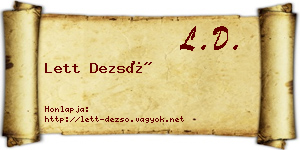 Lett Dezső névjegykártya